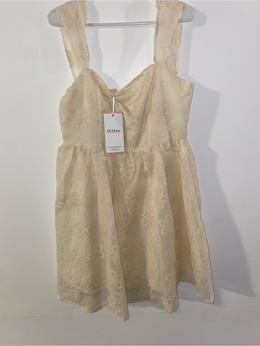JJ’s House NWT Women’s Cream Lace Mini Dress Floral Party Wedding Guest Party